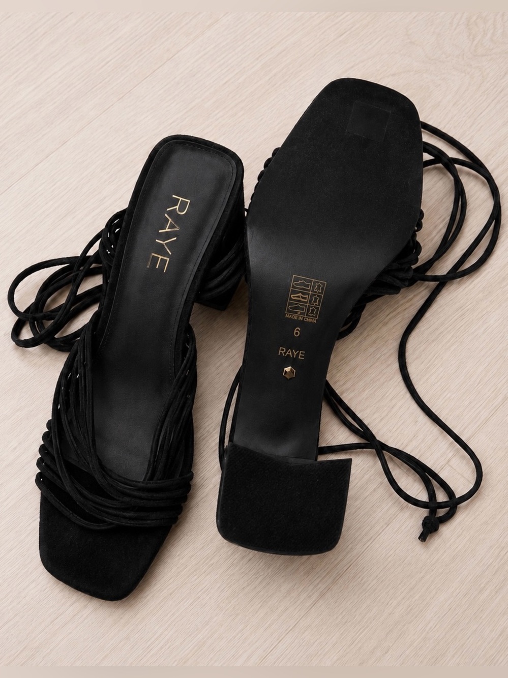 RAYE Gian Black Suede Heels Size 6 | Strappy Block Heel Sandals - Picture 5 of 11